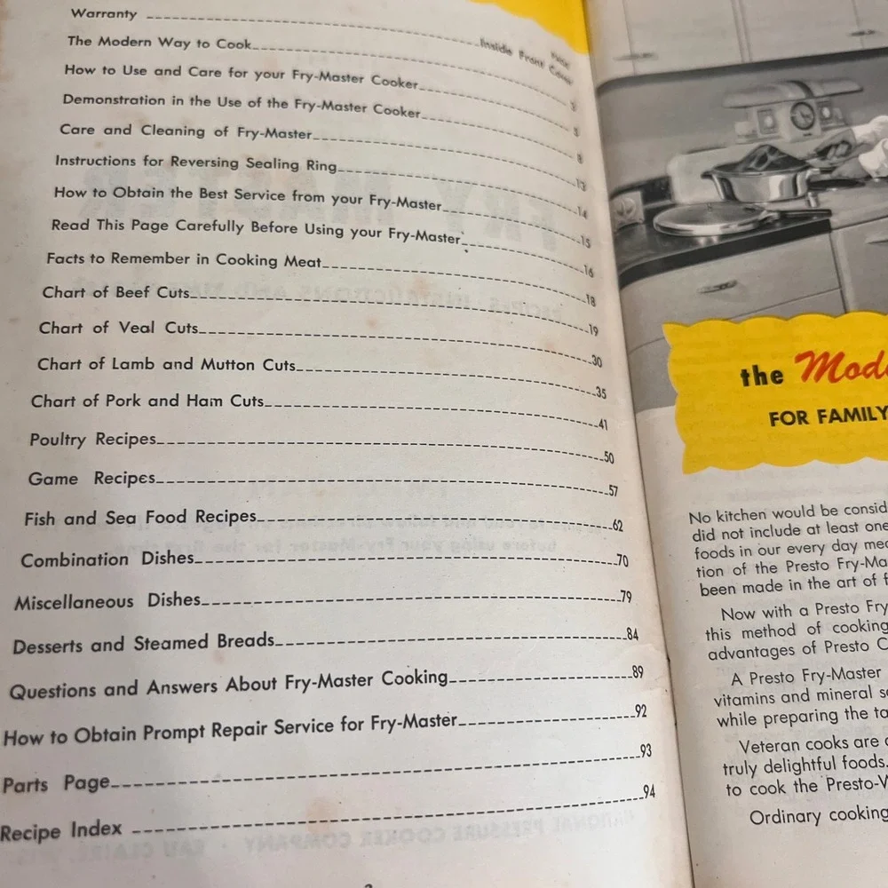 Vintage Presto Cooker Fry-Master Model 400 Recipe Instruction Booklet Manual
